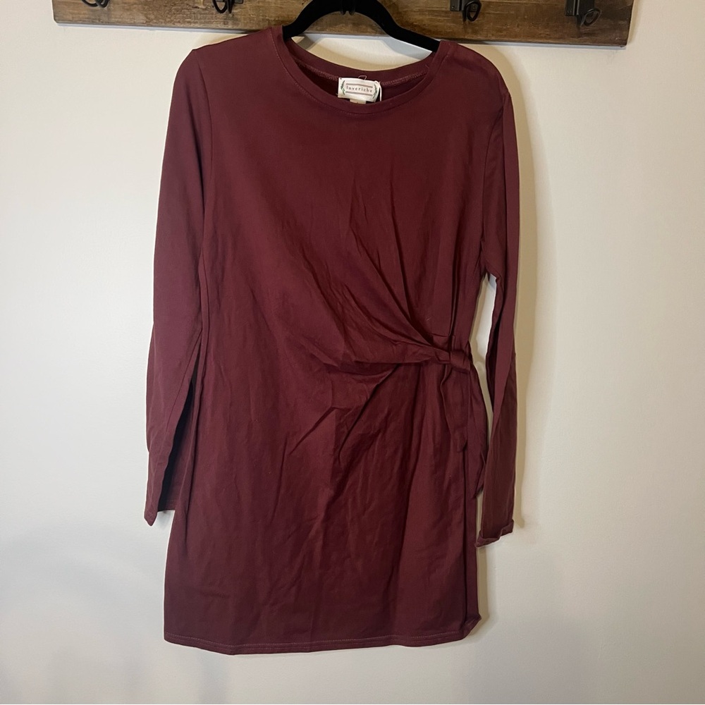 Love Riche Women’s Maroon Long Sleeve Dress